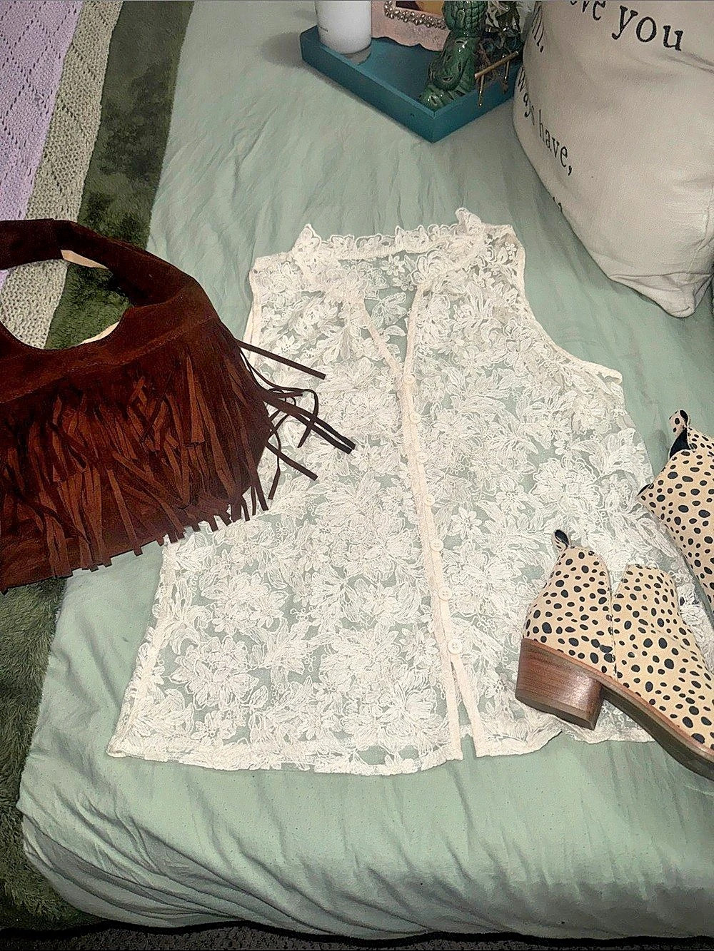 Floral Lace Tank Top in Ivory
